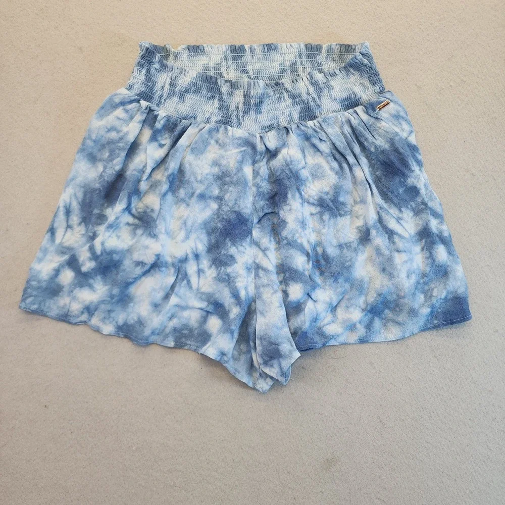 Victoria's Secret PINK‎ Blue Tie Dye Smocked Waist Shorts Women's Medium Flowy M